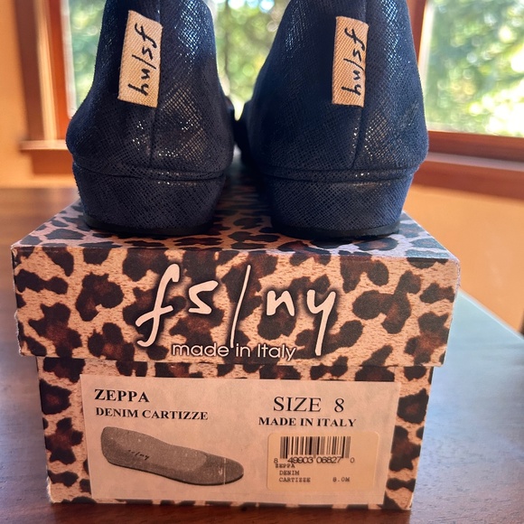 French Sole New York (FS/NY) Denim Cartizze Zeppa (size 8) - Picture 1 of 5
